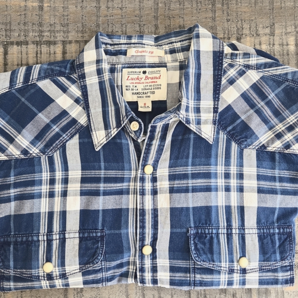 Lucky Brand Blue Plaid Men's Shirt Small